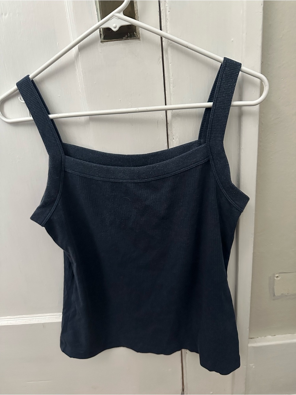 American Eagle Outfitters Navy Ribbed Square-Neck Tank